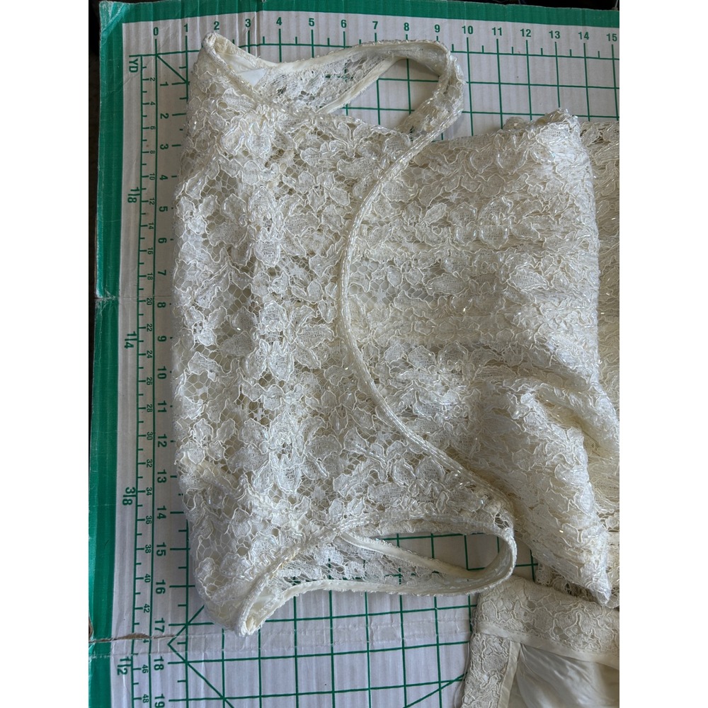 Vintage 90s Cache Ever After Ivory Lace Sequin Maxi Gown Dress Womens 6 Ivory - Picture 5 of 16